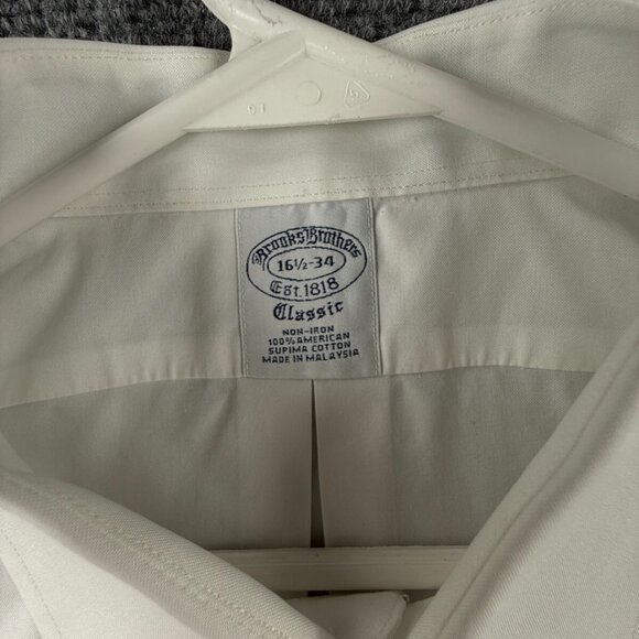 Brooks Brothers Non Iron Button Up Shirt Long Sleeve Men Classic White 16.5 34 * - Picture 8 of 16